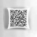 Rick Astley themed pillow featuring a QR code design inspired by the "Never Gonna Give You Up" meme