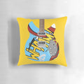 Colorful pop art-style pillow featuring Rickenbacker guitars, a nod to Paul Weller and The Jam's iconic mod style.