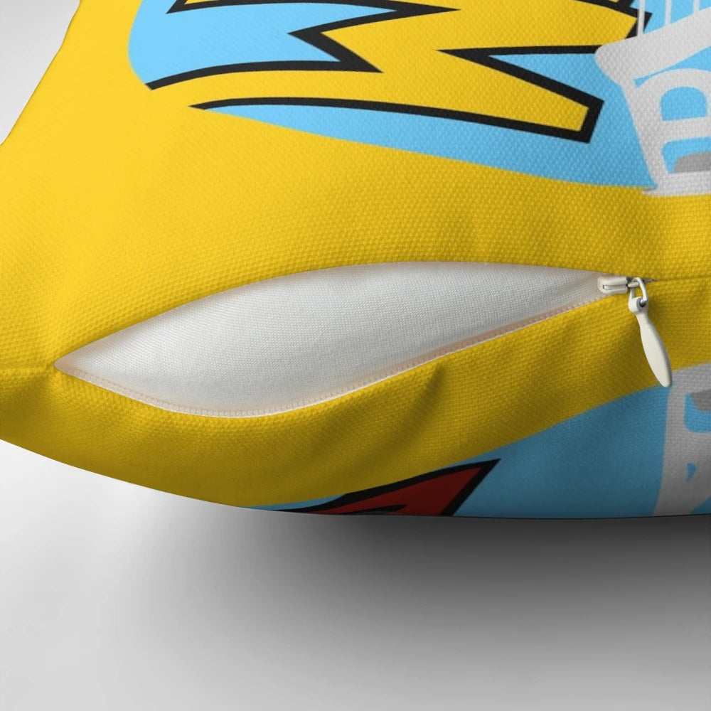 Colorful pop art-style pillow featuring Rickenbacker guitars, a nod to Paul Weller and The Jam's iconic mod style.