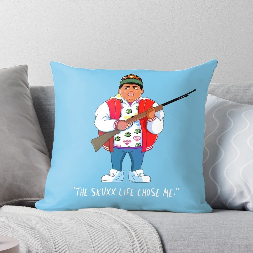 Ricky Baker Pillow featuring the iconic character from the acclaimed New Zealand film "Hunt for the Wilderpeople