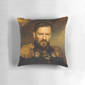 Ricky Gervais-inspired custom pillow featuring a photoshopped portrait in the style of artist George Dawe