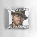Plush pillow featuring the character Arthur Morgan from the Red Dead Redemption game series, dressed as a cowboy in the Wild West