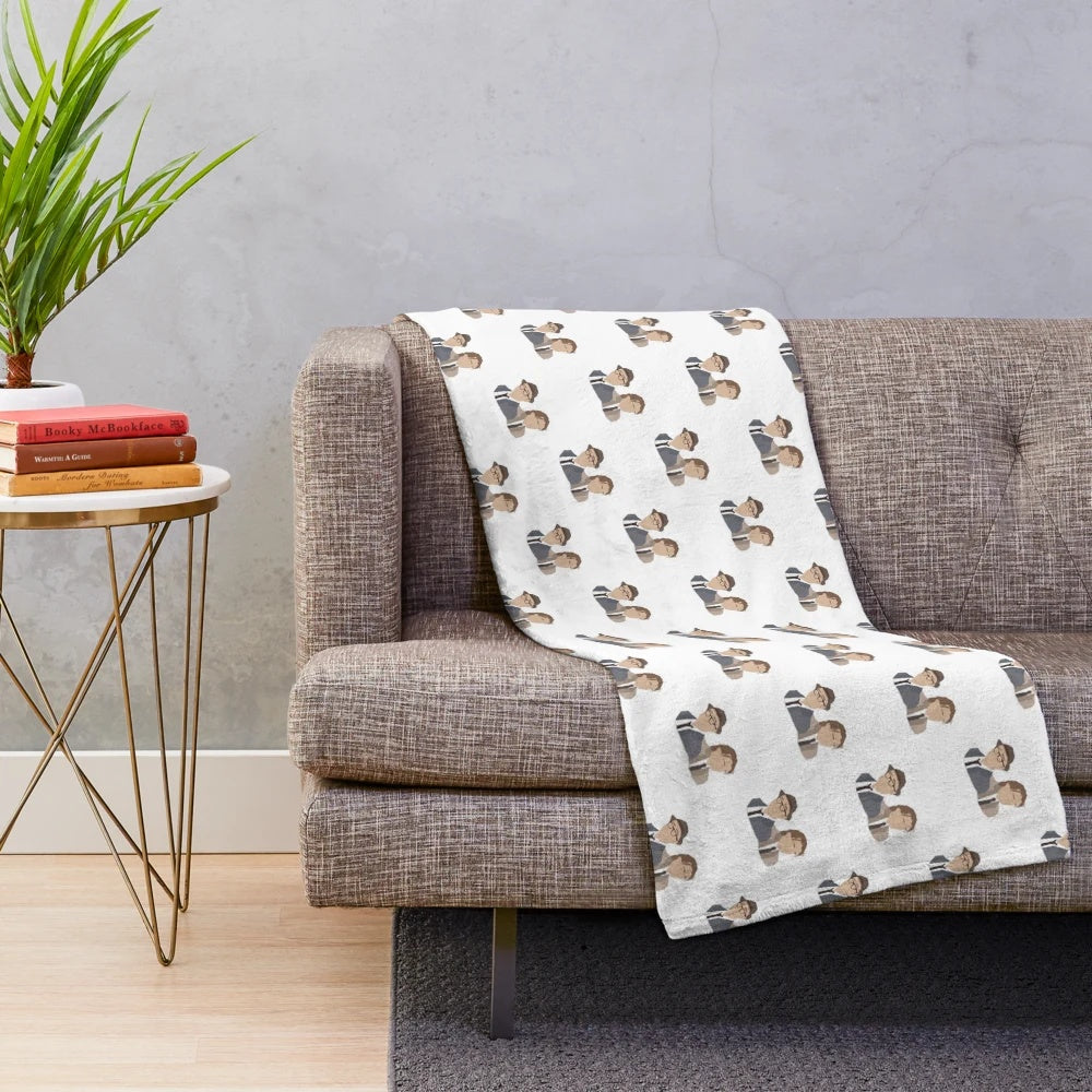 Plush blanket featuring vector artwork of Rik Mayall's 'Bottom' comedy TV show characters