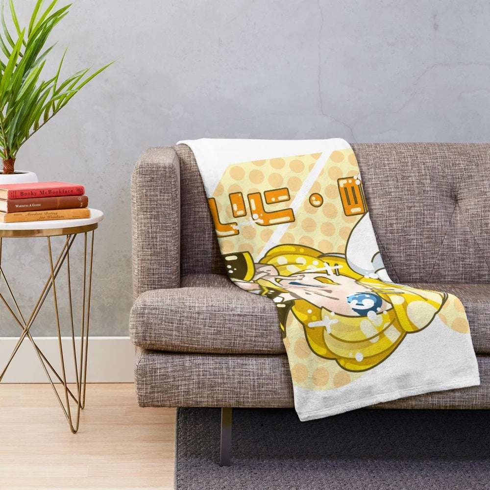 Rin Kagamine inspired plush blanket featuring a cute anime girl design