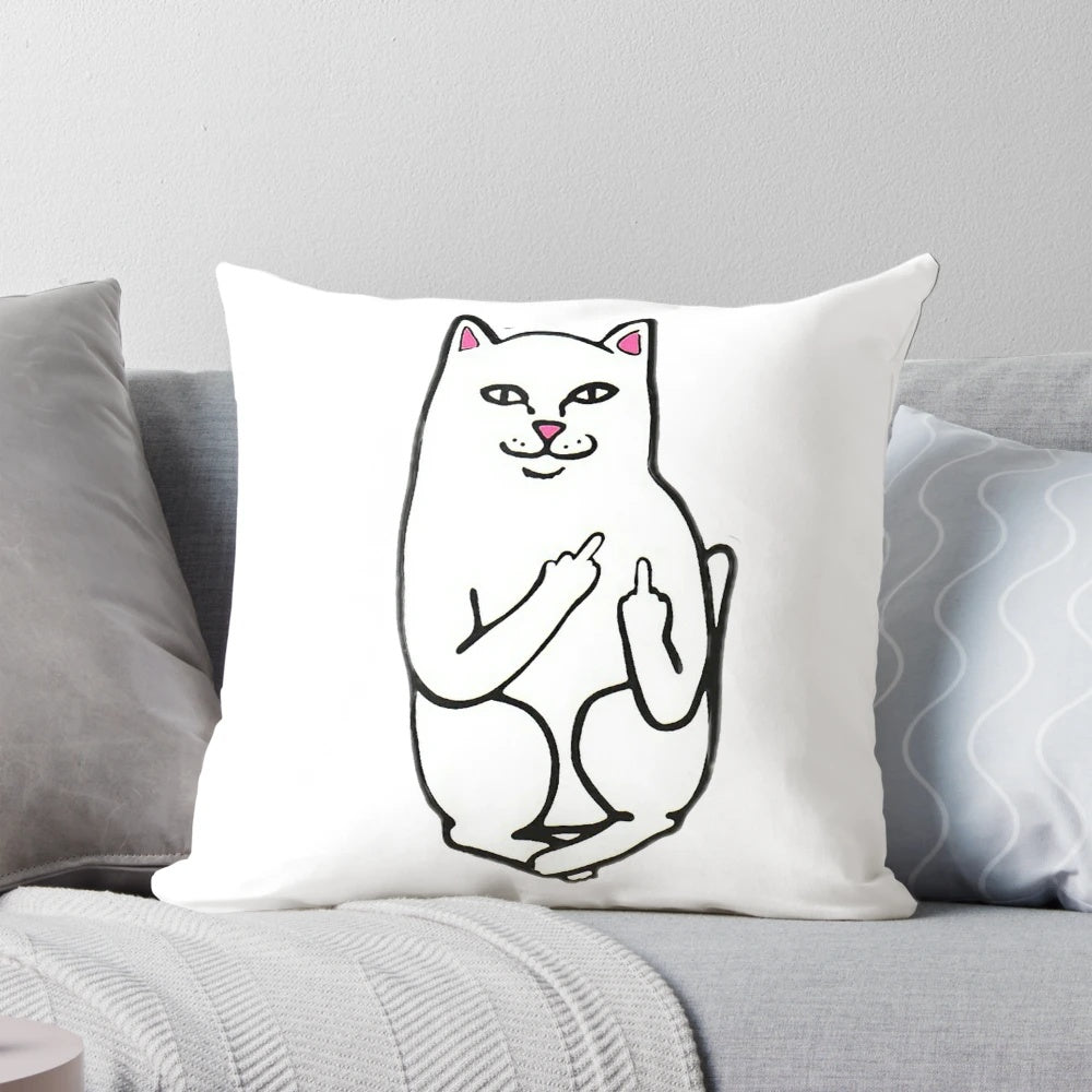 Rip N Dip cat printed pillow with a whimsical and humorous design