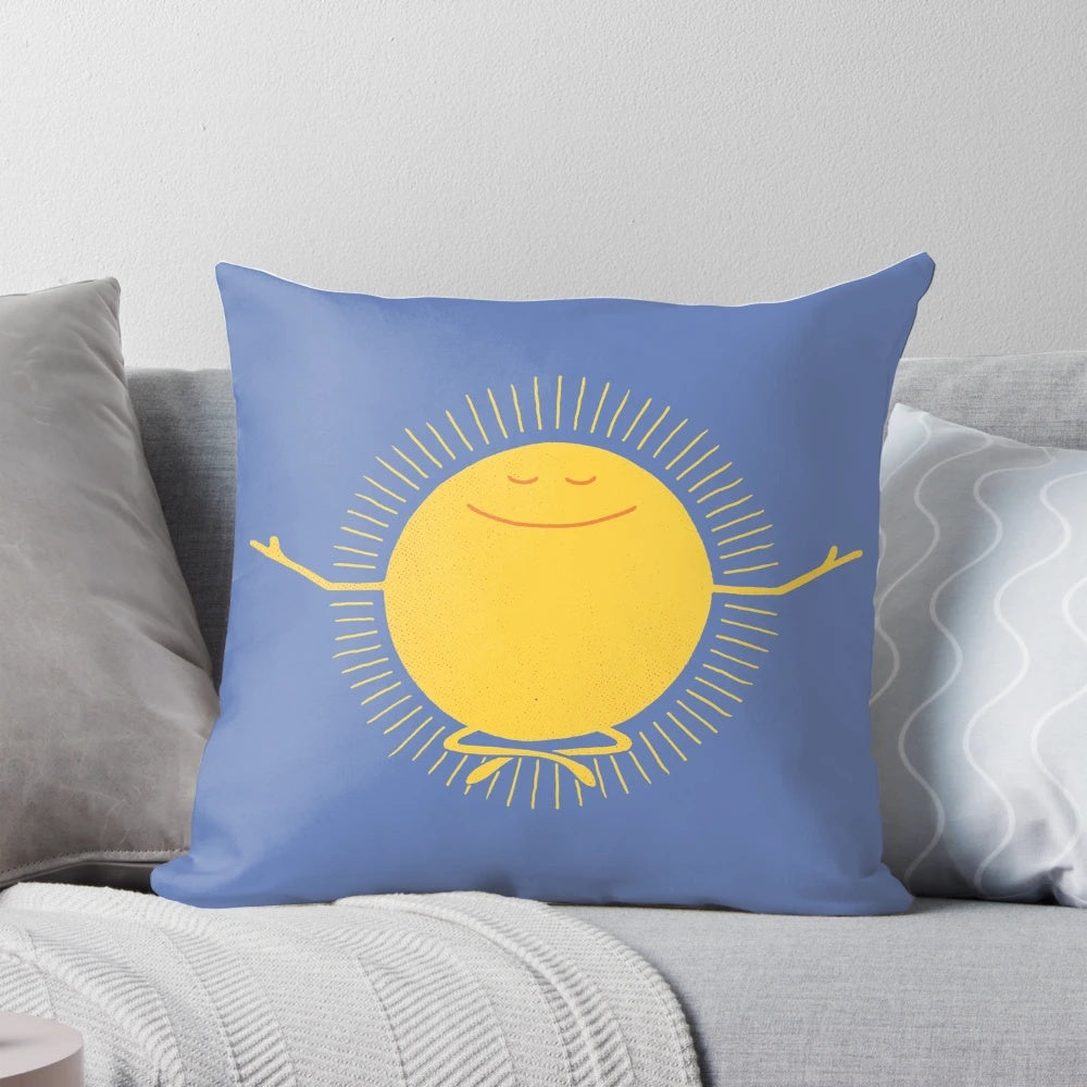 Sun Worshipper Pillow with a Sunrise Design, Inspiring Positivity and Motivation