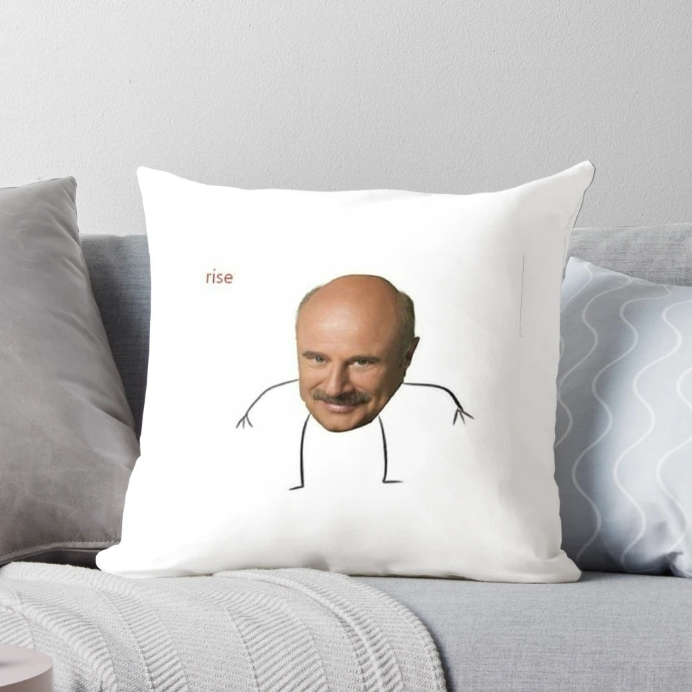 Photoshop-inspired Dr. Phil "Rise" stick figure pillow