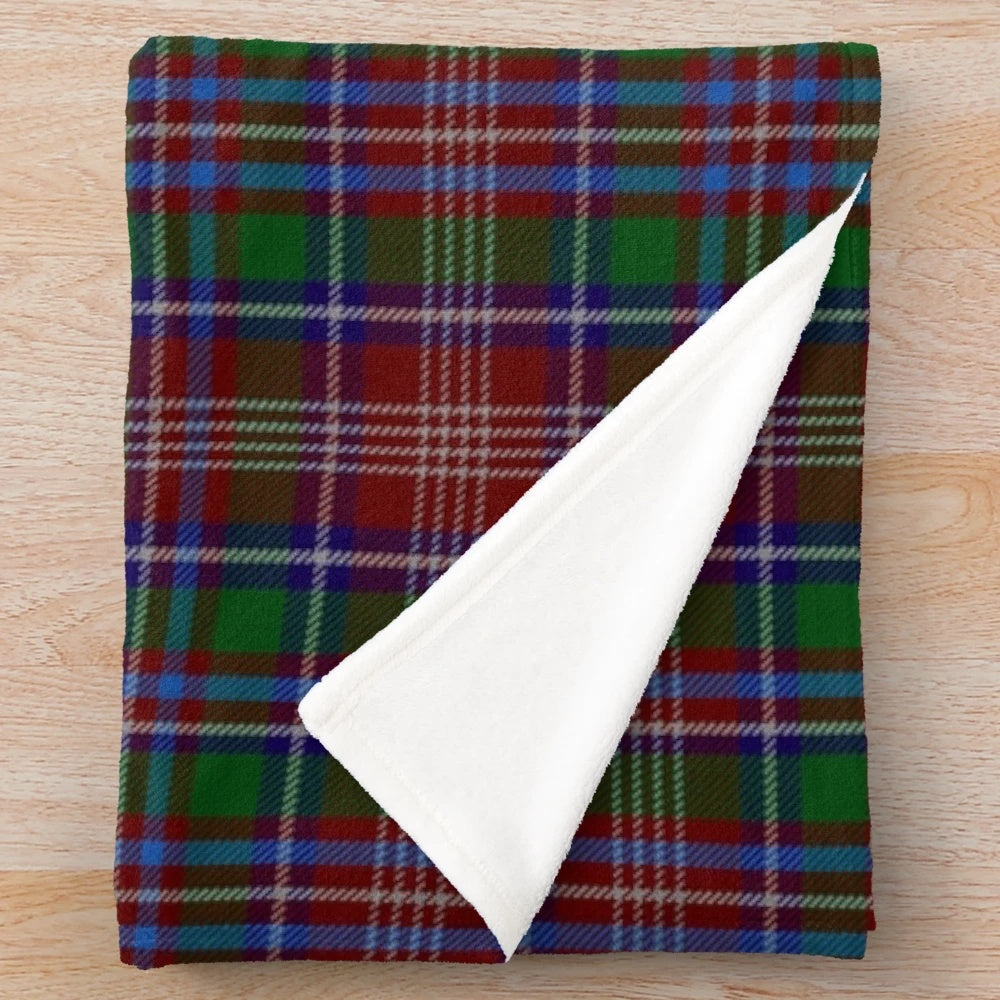 Ritchie tartan plush blanket with Scottish clan crest design