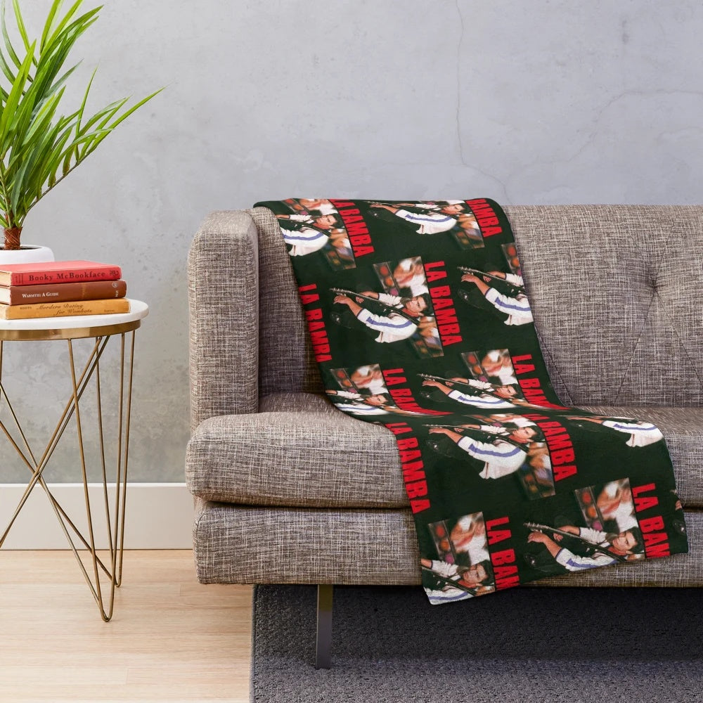 Plush blanket inspired by the movie La Bamba featuring Ritchie Valens and Lou Diamond Phillips