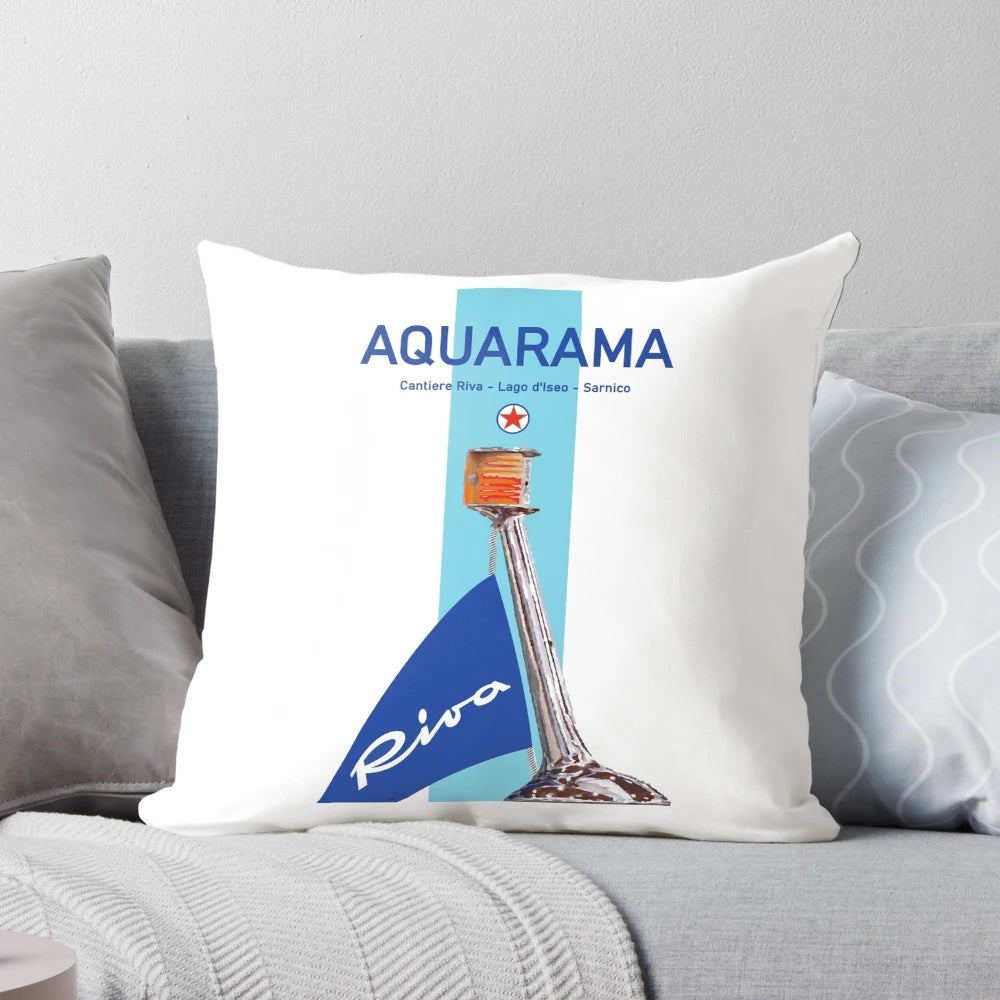Riva Aquarama classic yacht pillow featuring the iconic Italian luxury runabout boat design
