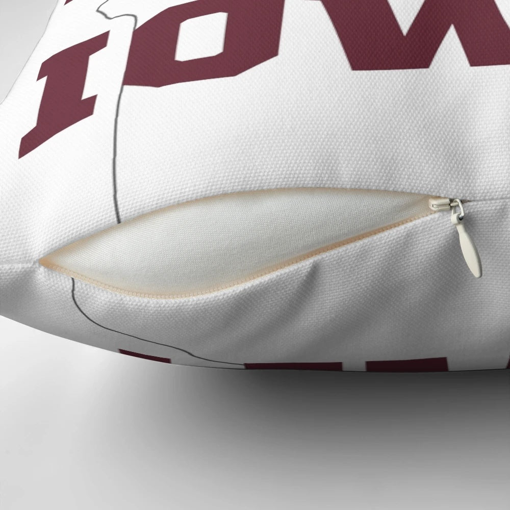 Who Hates Iowa" Pillow featuring college football rivalry design