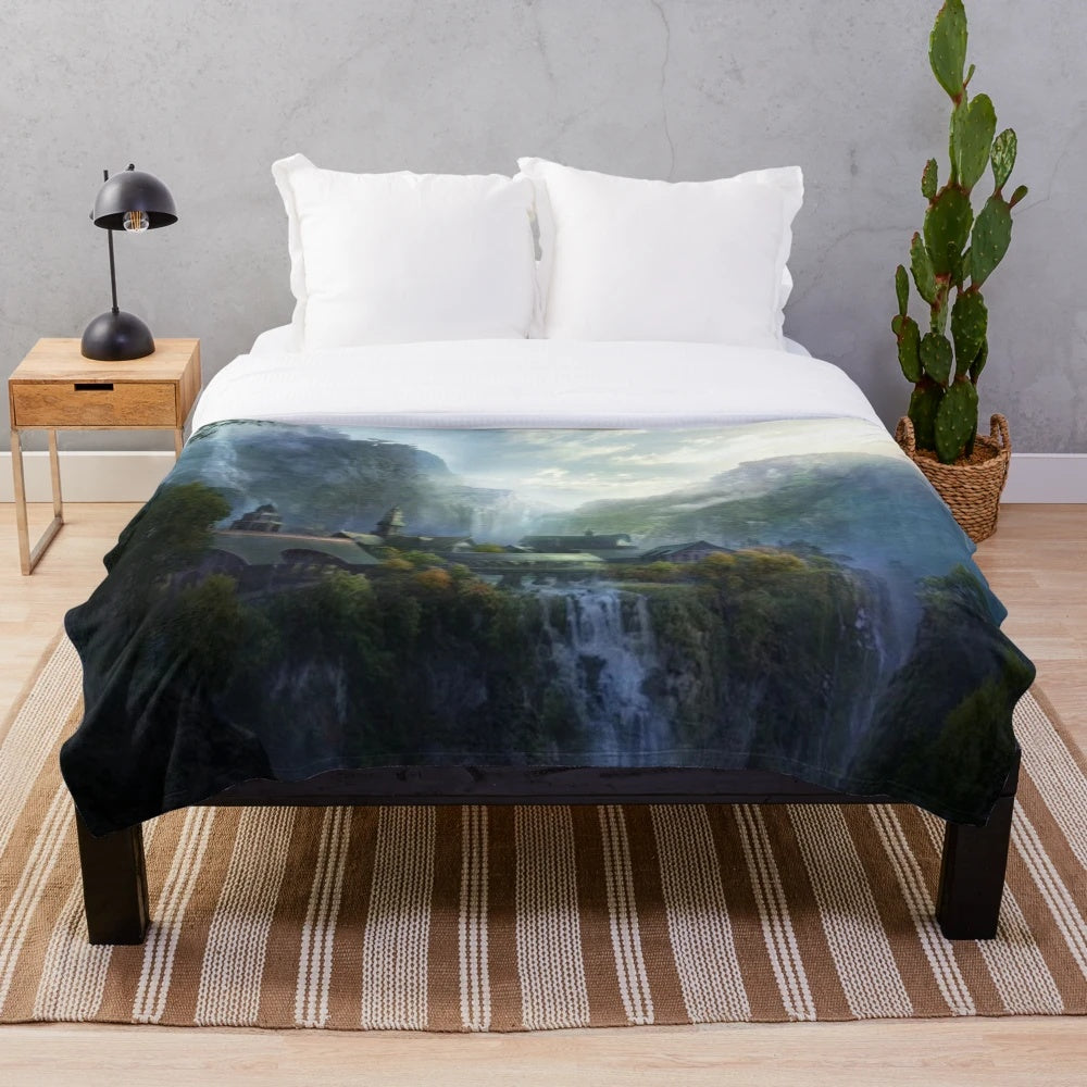 Rivendell Plush Blanket featuring Lord of the Rings-inspired design