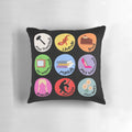 Vibrant pop art pillow featuring characters from the beloved Roald Dahl musical Matilda