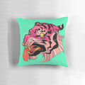 Vibrant tiger-printed decorative pillow for adding a touch of nature to your living space.