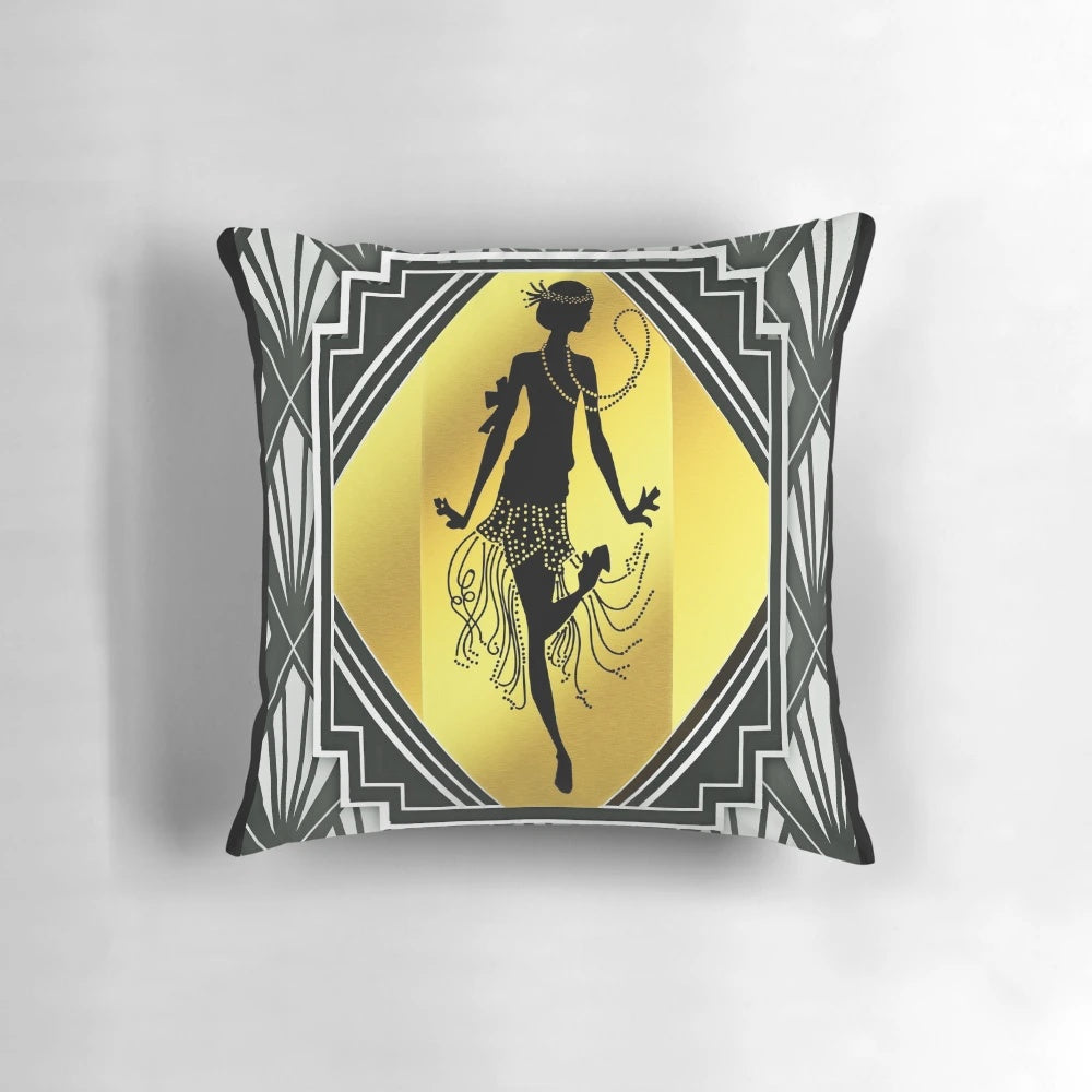 Roaring 20s art deco inspired Gatsby style print pillow