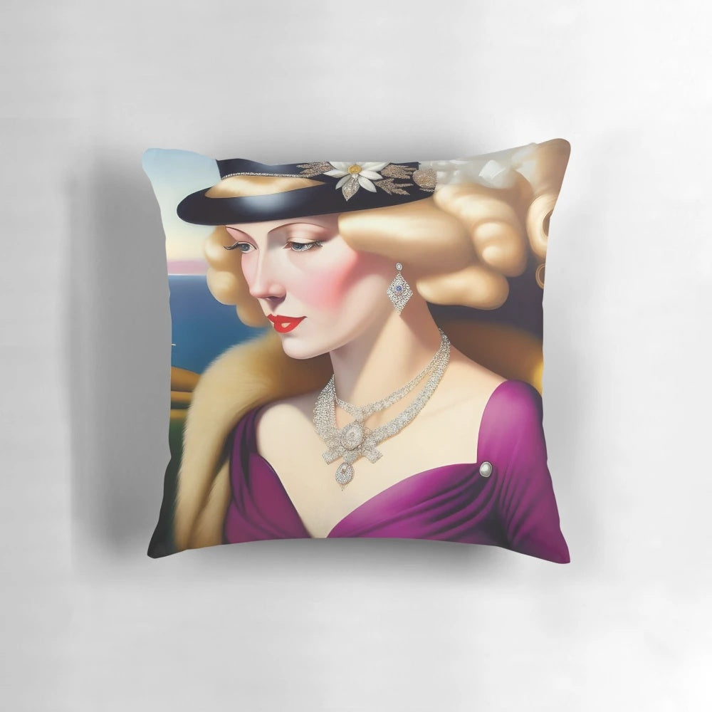 Vibrant art deco style female portrait painting from the jazz age roaring twenties in Melbourne, Australia.