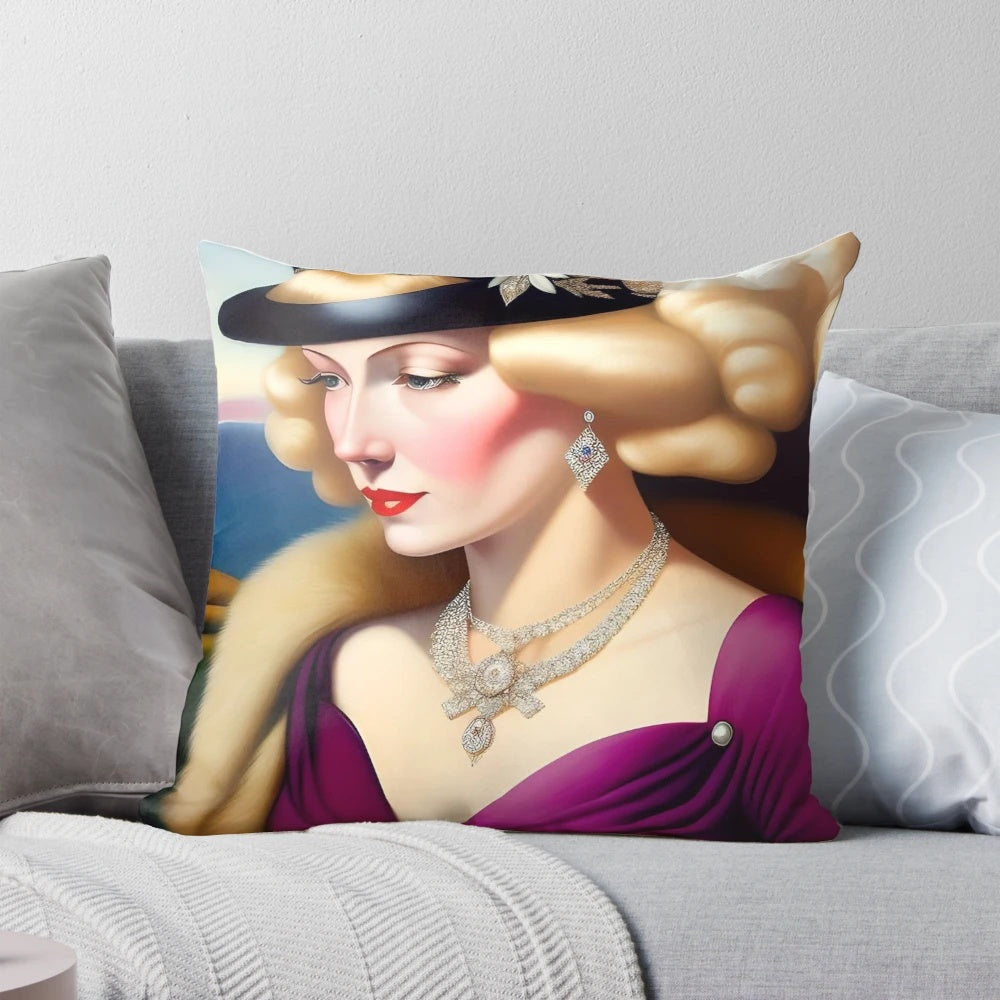 Vibrant art deco style female portrait painting from the jazz age roaring twenties in Melbourne, Australia.