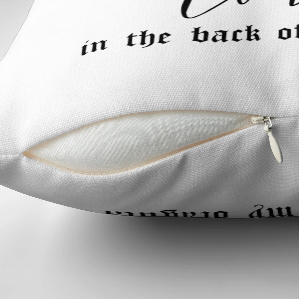 Colorful throw pillow featuring the text "Live Laugh Love" with a Dragula meme design, inspired by the music of Rob Zombie.