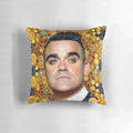 AI-generated digital art depicting Robbie Williams in a Vienna Secession-inspired, dreamy pop art style