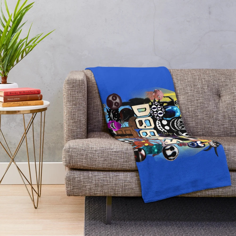Roblox Doors Game Themed Plush Blanket featuring Entities and Concepts