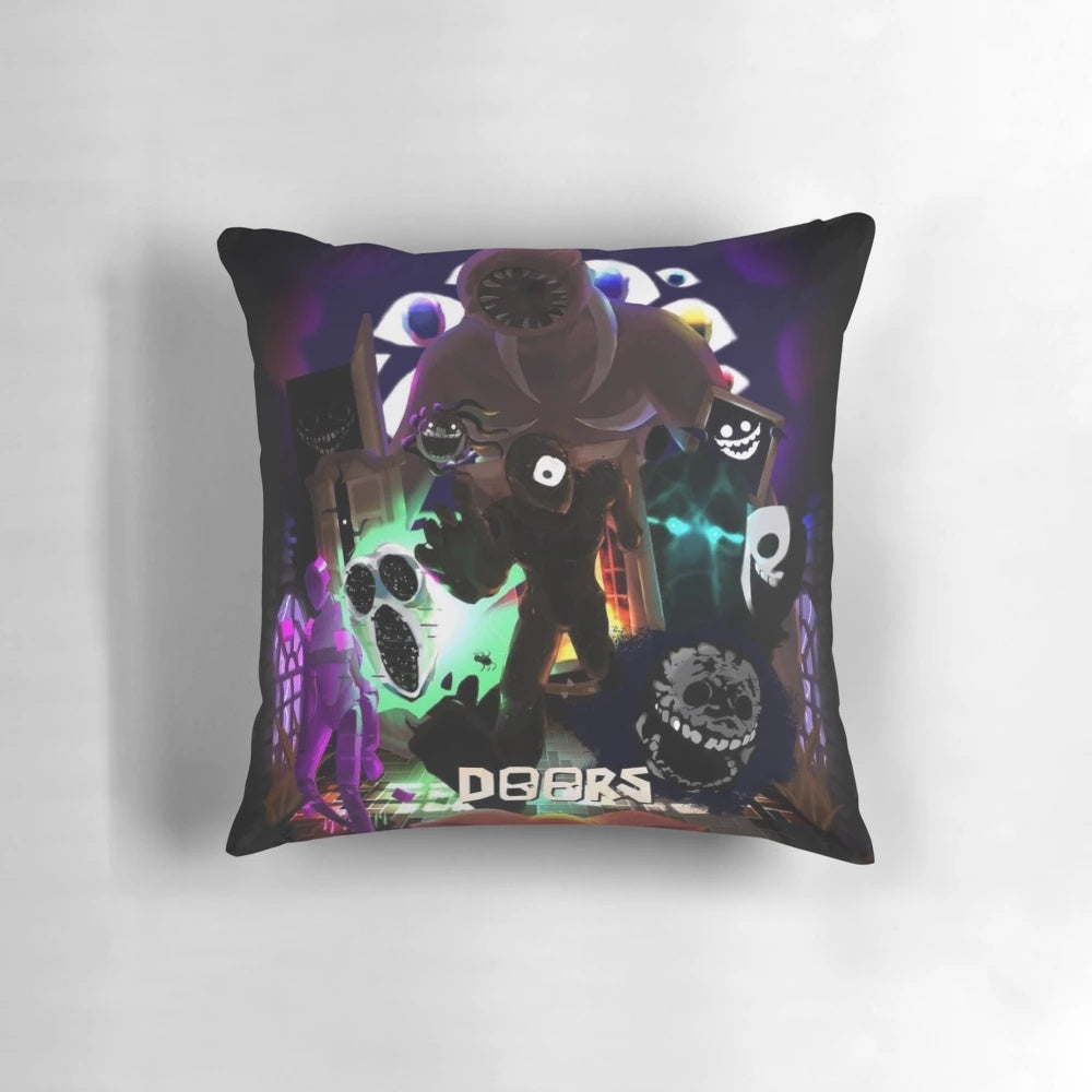 Roblox Doors horror game themed pillow with Roblox Screech and Eyes Doors design