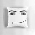 Roblox-inspired plush pillow featuring the iconic "the man" face design