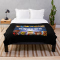 A soft and plush blanket featuring the Roblox logo and game elements