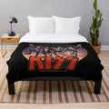 KISS band inspired plush blanket with band members