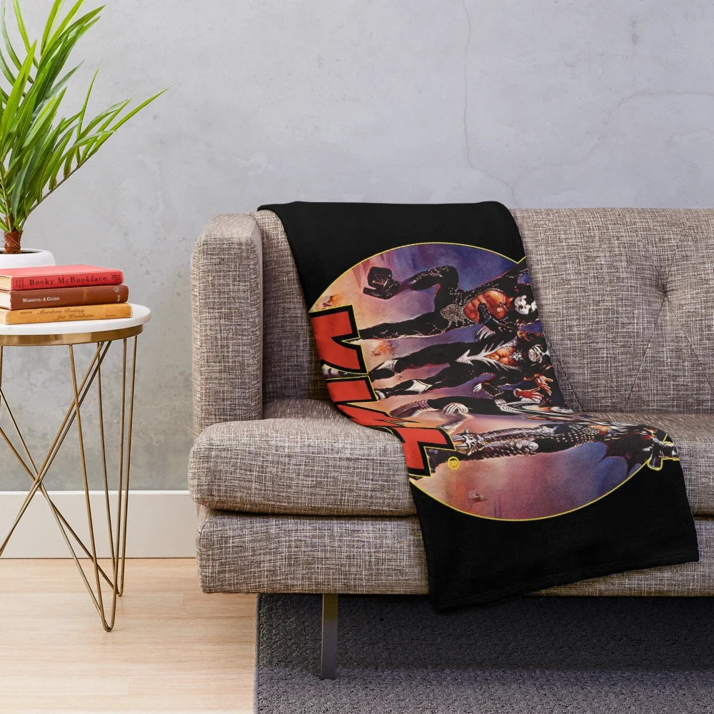 KISS band inspired plush blanket with band members