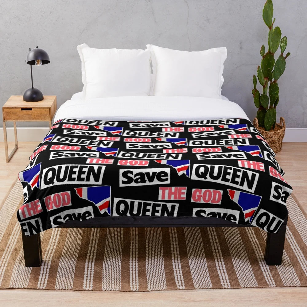 Rock style plush blanket featuring music icons and pop art design