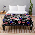 Rock style plush blanket featuring music icons and pop art design