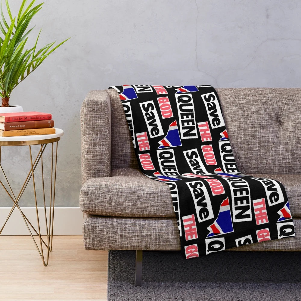 Rock style plush blanket featuring music icons and pop art design