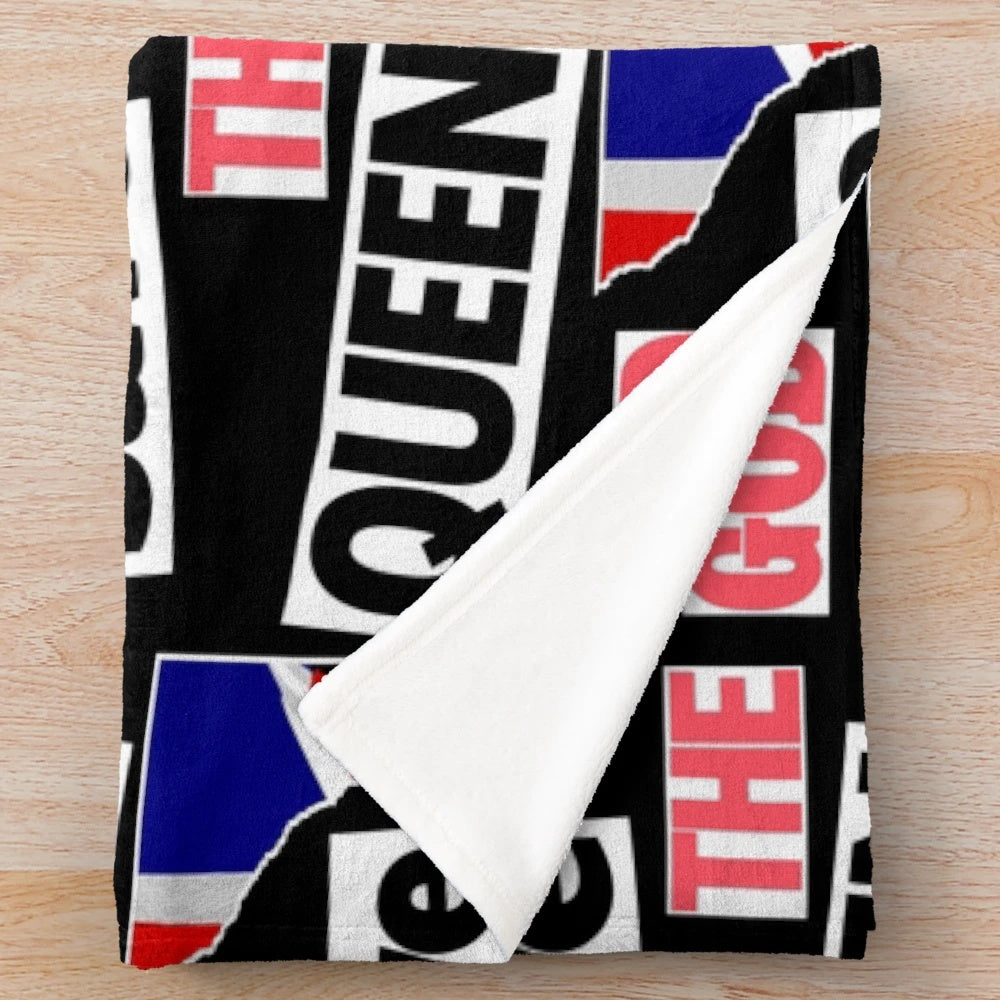 Rock style plush blanket featuring music icons and pop art design