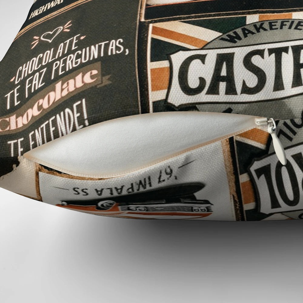 Classic rock bands pillow with iconic band poster design