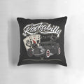 Rockabilly-inspired throw pillow with retro rock n roll design