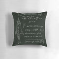 Pillow featuring a blackboard with rocket science equations and formulas