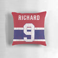 Image of a plush rocket-shaped pillow representing the Montreal Canadiens hockey team