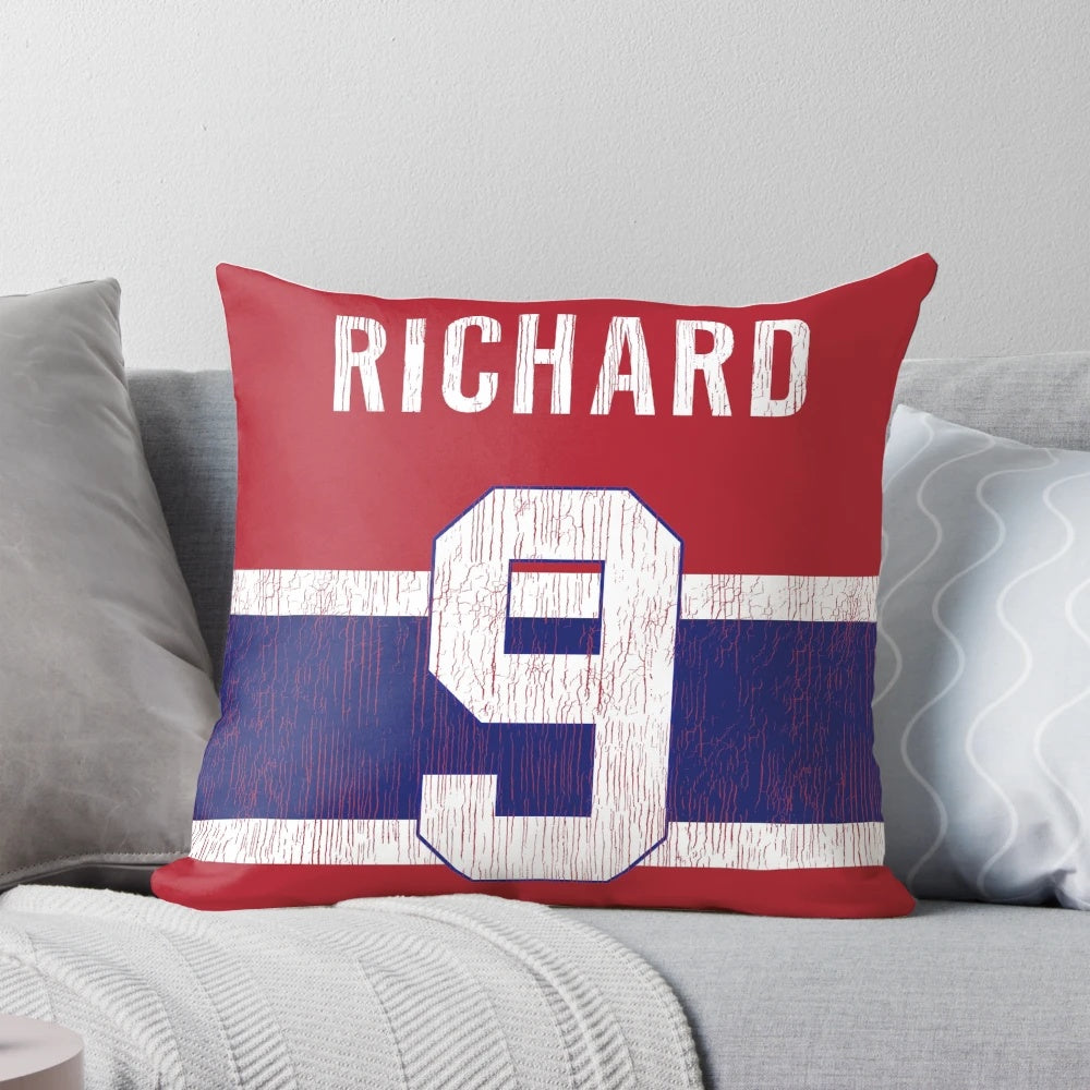 Image of a plush rocket-shaped pillow representing the Montreal Canadiens hockey team