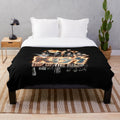 KISS band plush blanket with iconic fire logo design