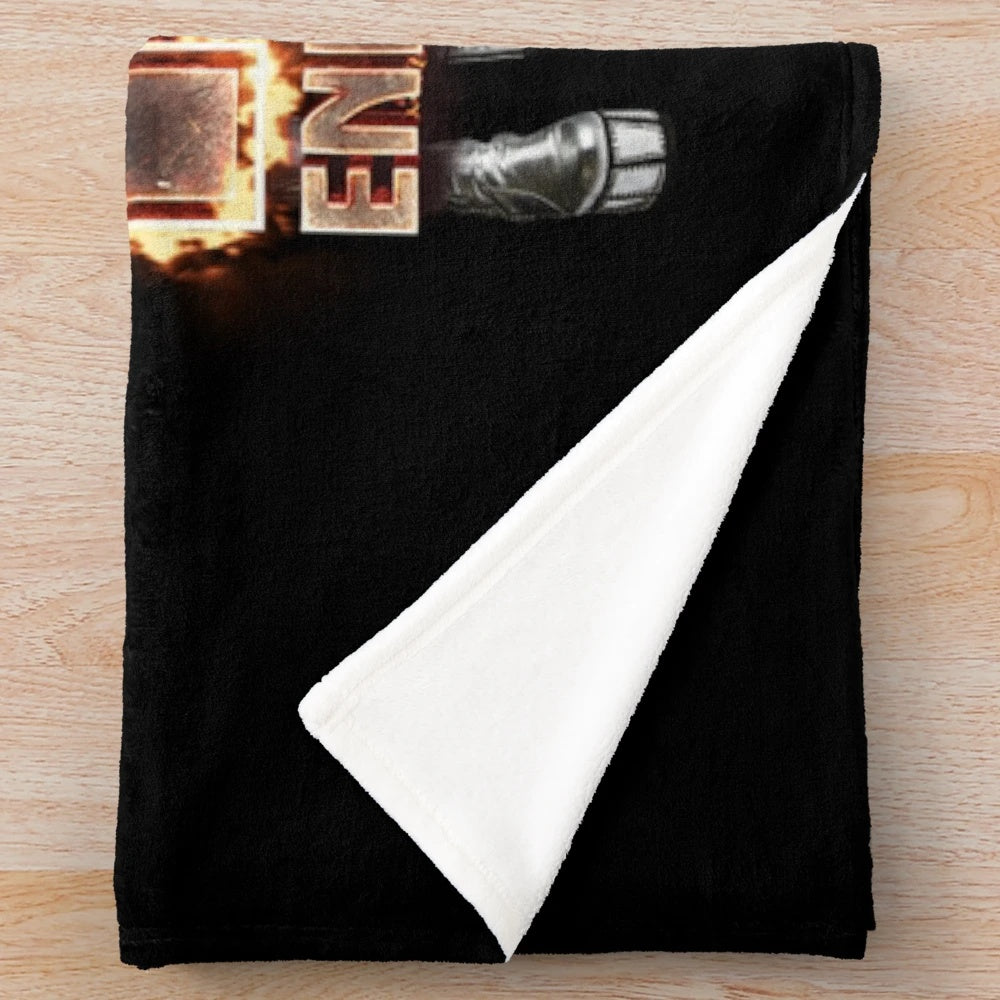 KISS band plush blanket with iconic fire logo design