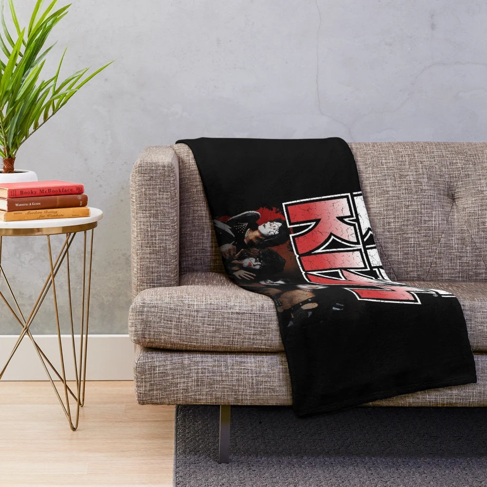 KISS® inspired distressed design plush blanket
