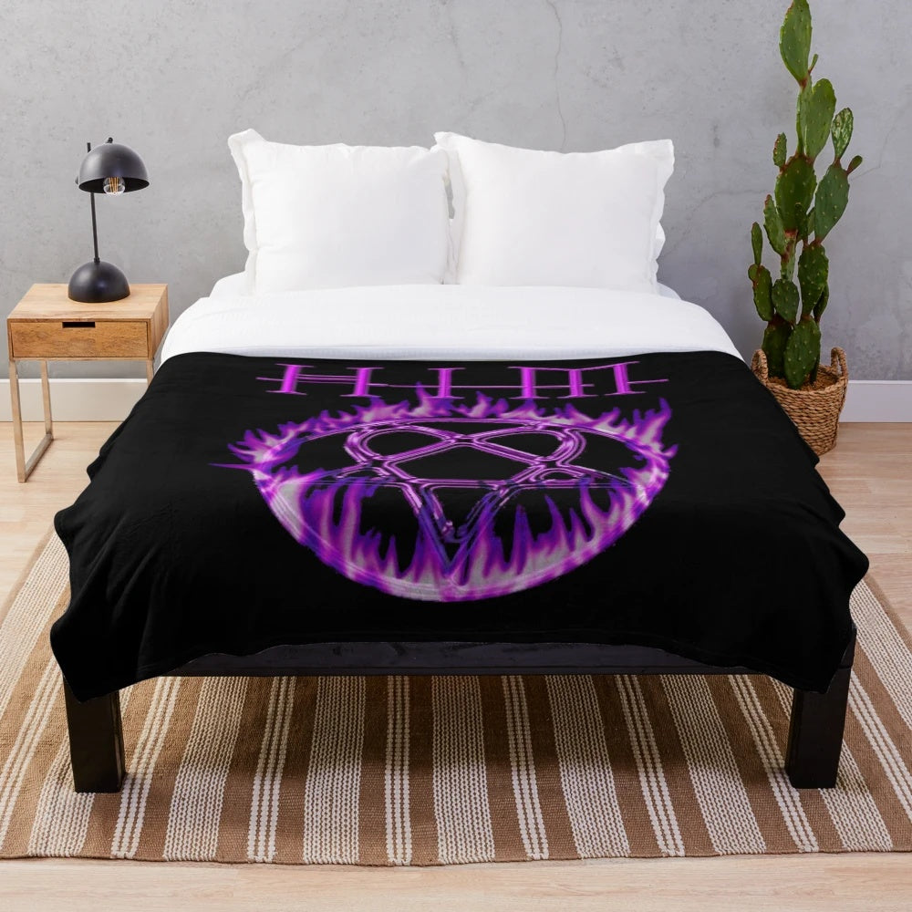 Cozy plush blanket featuring band-inspired artwork and graphics