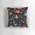 Colorful electric guitar pattern decorative throw pillow for rock music enthusiasts