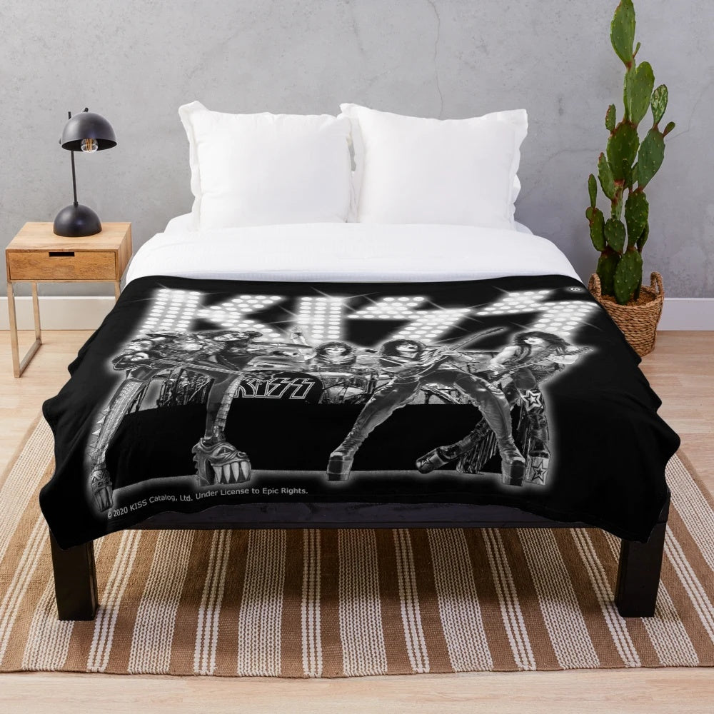 KISS Band Inspired Plush Blanket for Music Fans