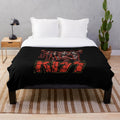 KISS band plush blanket featuring the iconic KISS logo and band members