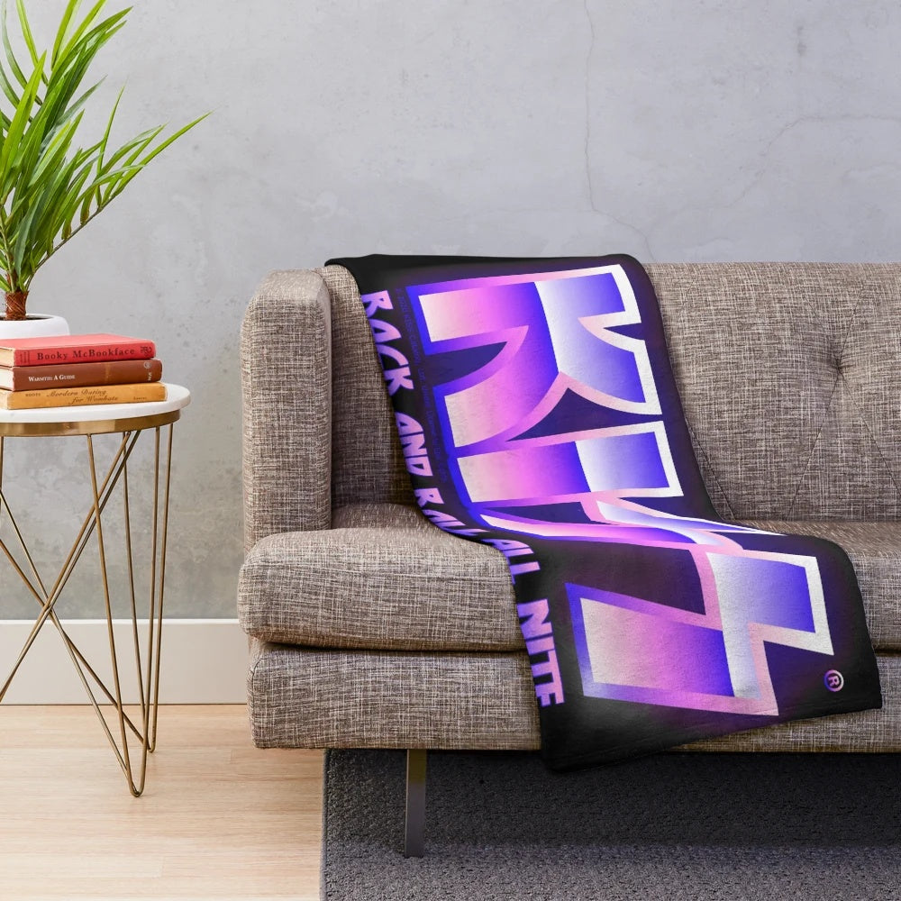 KISS band plush blanket featuring rock and roll all night song