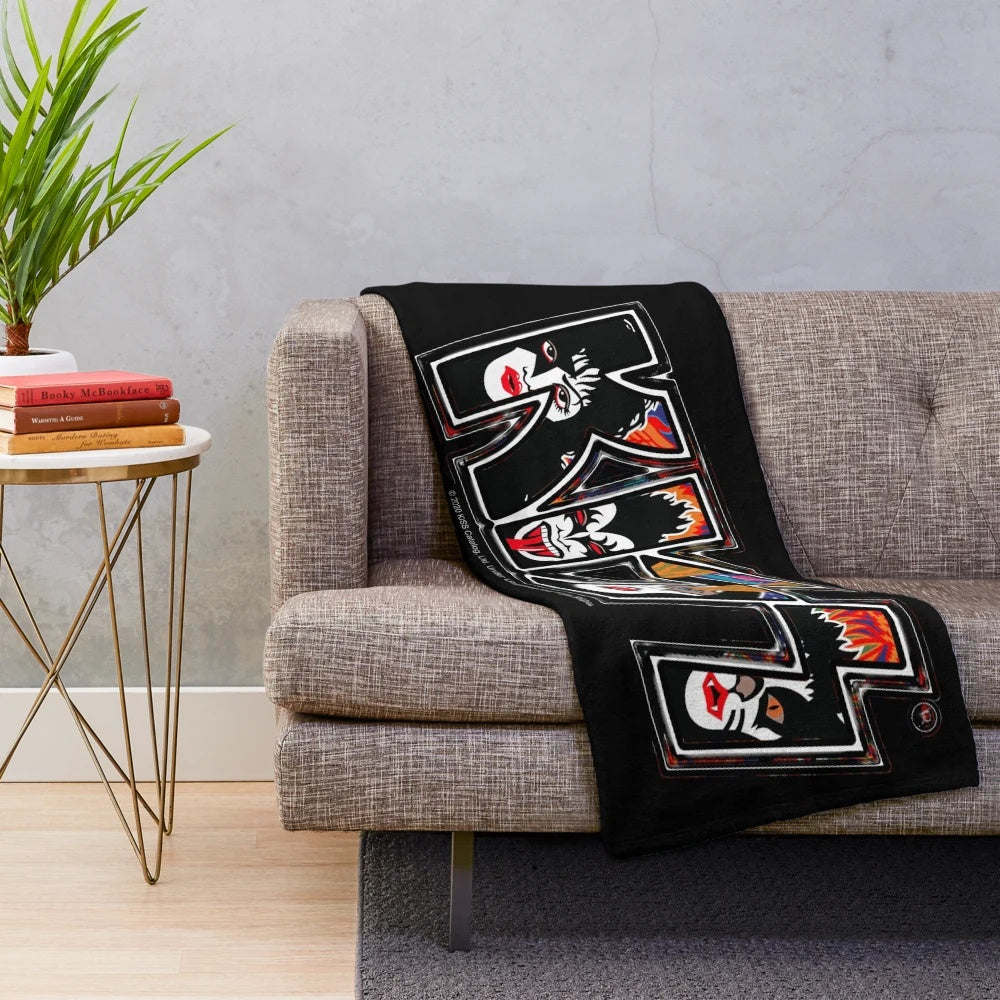 KISS® inspired plush blanket with rock and roll over design