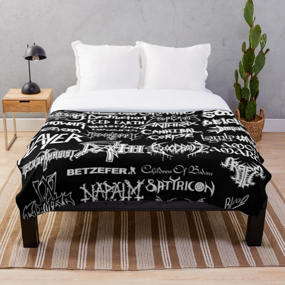 Heavy metal music-inspired plush blanket featuring the Winky Doodle design