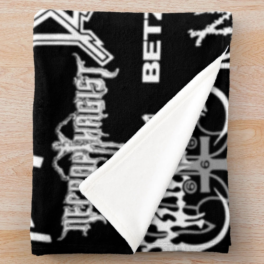Heavy metal music-inspired plush blanket featuring the Winky Doodle design