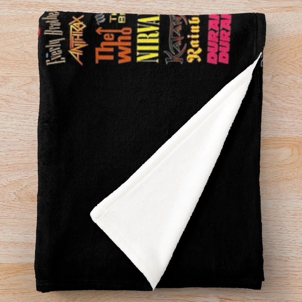 Plush blanket featuring rock band album cover artwork